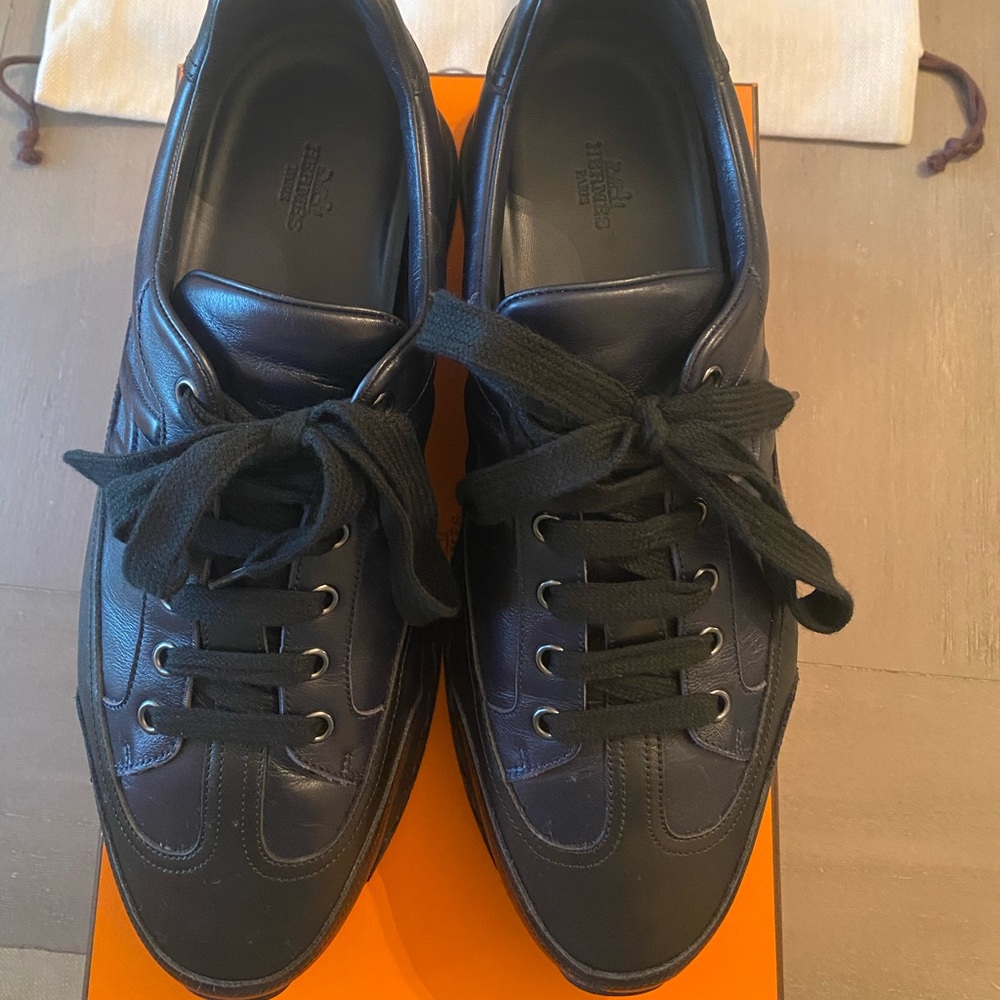 Hermès size 43 black leather shoes men’s